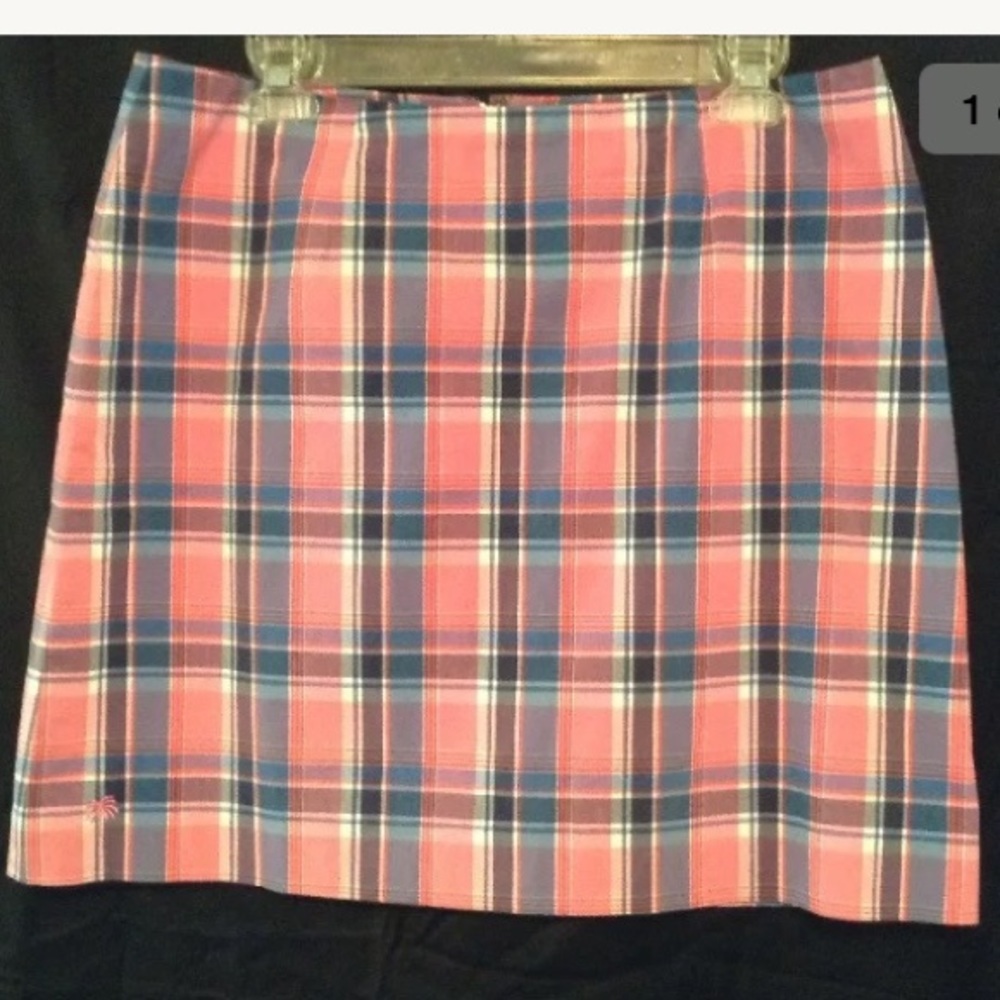 Lilly Pulitzer Cotton Blend Plaid Straight Skirt